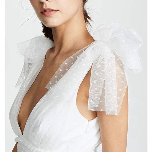 Cinq a Sept Valeria Midi White Dress Ruffle Size 4 - Picture 4 of 13